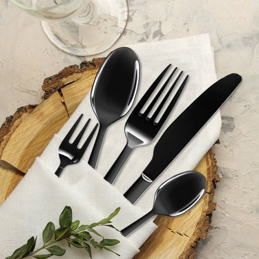 30 Piece Black Prism Stainless Steel Cutlery Set